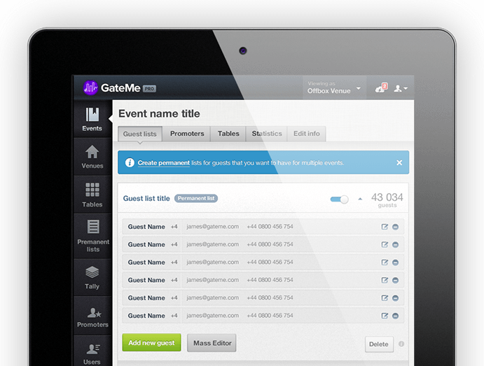 Manage guest lists